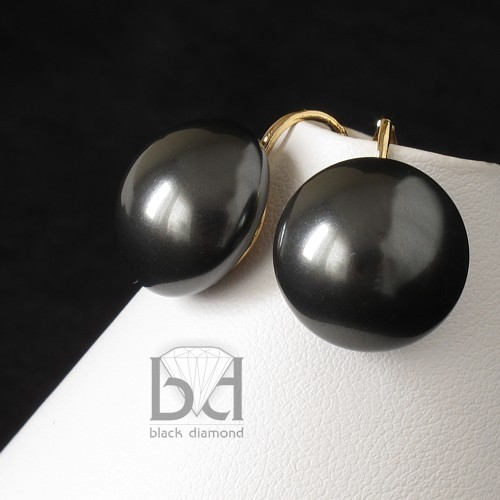 Klipsy Z Dużą Perłą (1,6 cm) Black Diamond