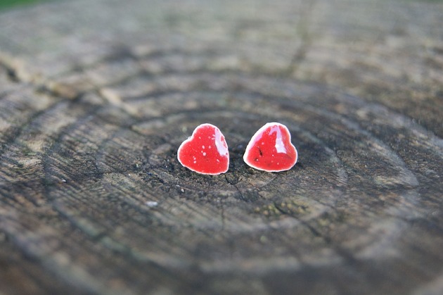 kolczyki ceramiczne Serduszka z Makowej Polany - Ceramiczne kolczyki sztyfty