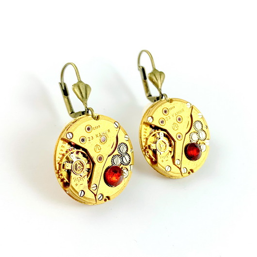 kolczyki pozłacane Kolczyki pozłacane - GOLDEN TREASURE - red