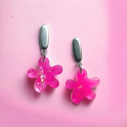 kolczyki z żywicy BARBIE : UNIKATOWE kolczyki z żywicy : kwiatuszki XII