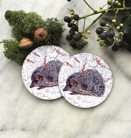 podkładki do kuchni Podkładki pod kubek- Jeżyk- Ilustracja