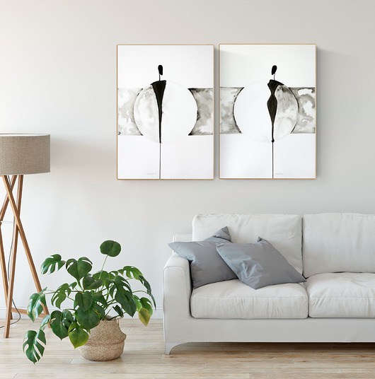 Zestaw 2 grafik 50x70 cm abstrakcja, minimalizm Krystyna Siwek Art