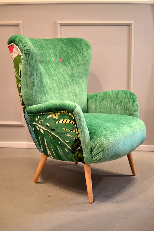fotele Fotel Uszak Scandi Palma w tropikach