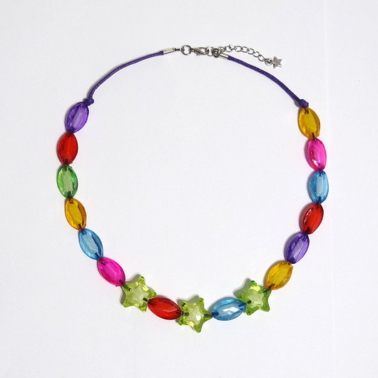 chokery Naszyjnik - Kolorowy, zielone gwiazdki