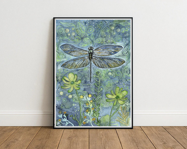 obrazy Oryginalna akwarela. Ważka A4