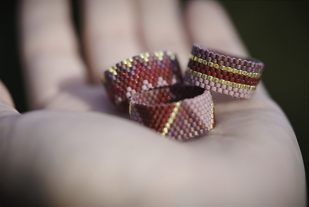 pierścionki - różne Pierścionek Beadingowy Bordeaux