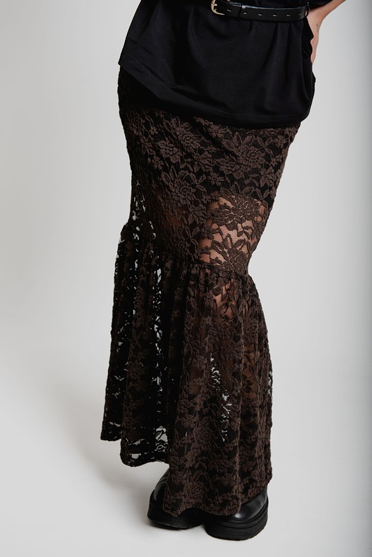 spódnice maxi Koronkowa transparentna spódnica z podszewką Bogusia