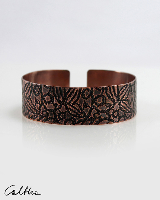 bransoletki wire wrapping Liście - miedziana bransoletka