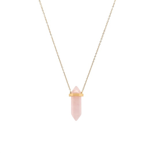 złote naszyjniki Naszyjnik kwarc różowy- srebro 925 pozłacane