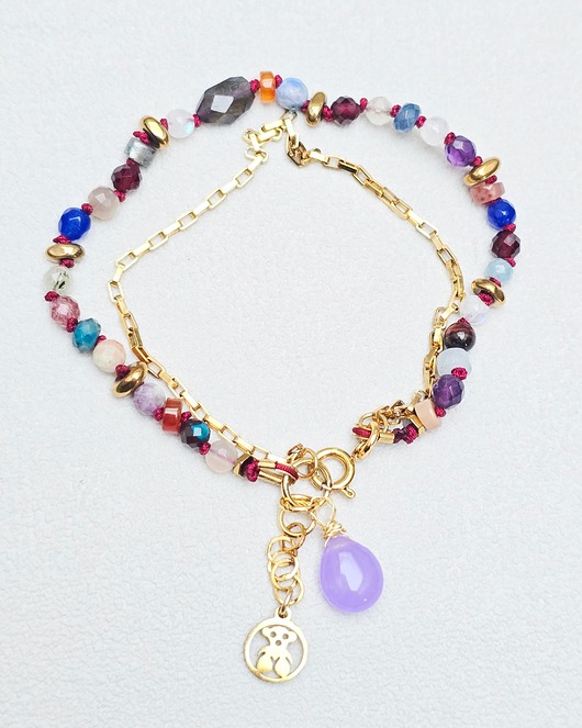 bransoletki na sznurku Kolorowa Supełkowanka z Kroplą Lawendy