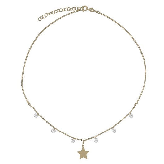 chokery Srebrny pozłacany choker z gwiazdką i cyrkoniami