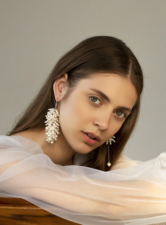 kolczyki - inne Asymetryczne kolczyki grona z perłami