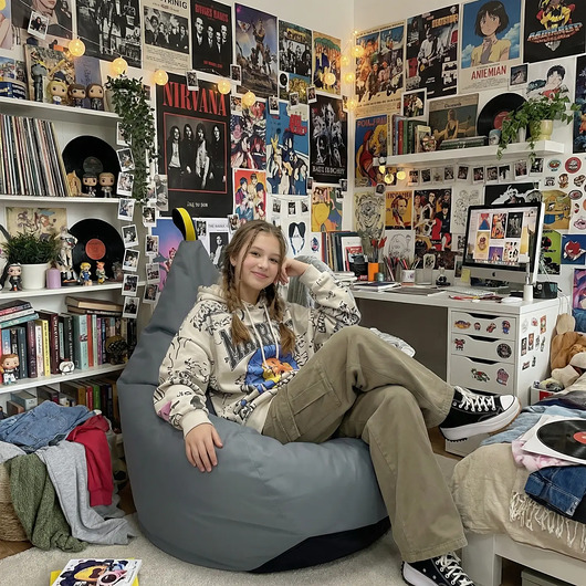 pufy do siedzenia Puf TIPI OSKAR PEREK popielaty