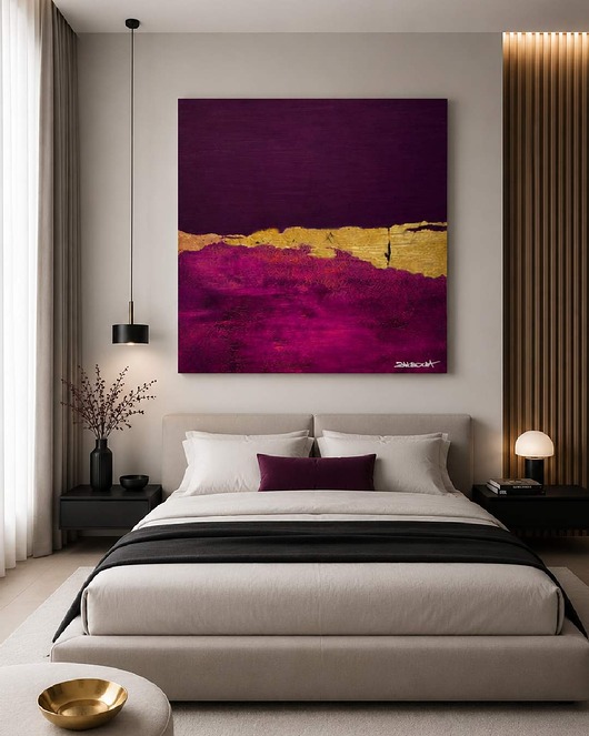 obrazy PURPUROWY SEN - unikat obraz ręcznie malowany akryl 120x120cm