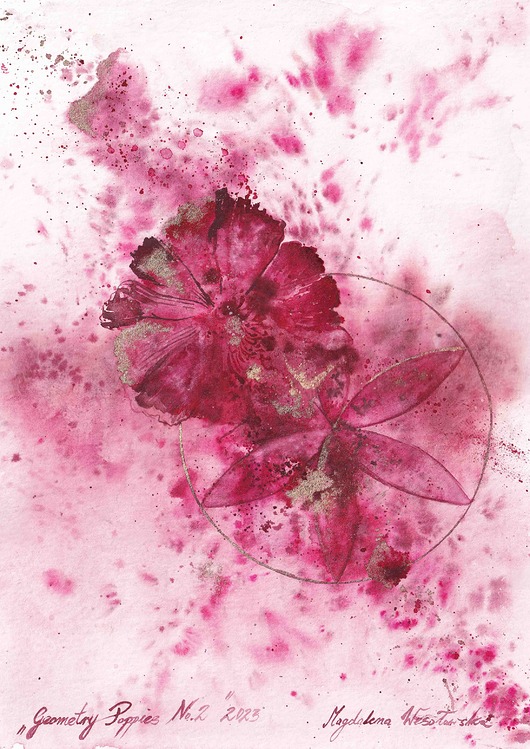 plakaty Plakat Geometric Poppy No. 2  Abstrakcja Akwarela reprodukcja