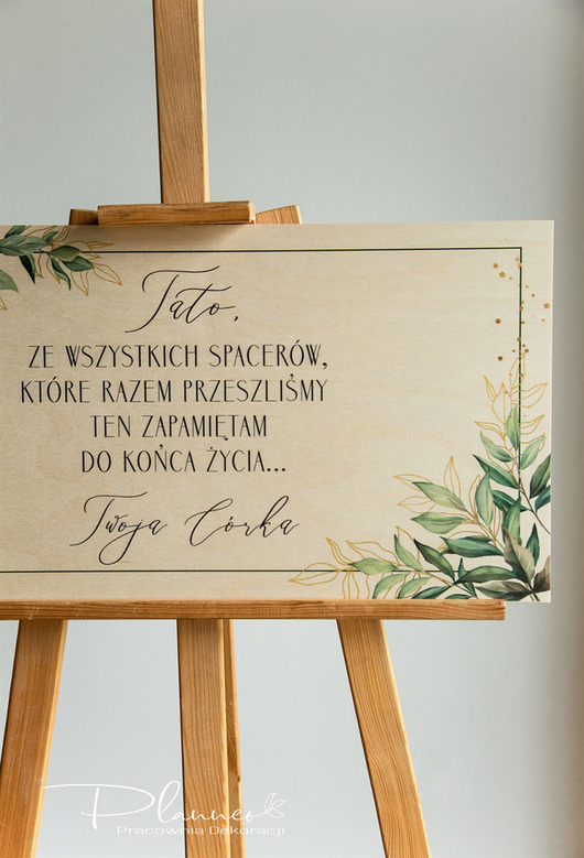 dodatki ślubne Tablica Tato ze wszystkich spacerów wzór Złote Liście