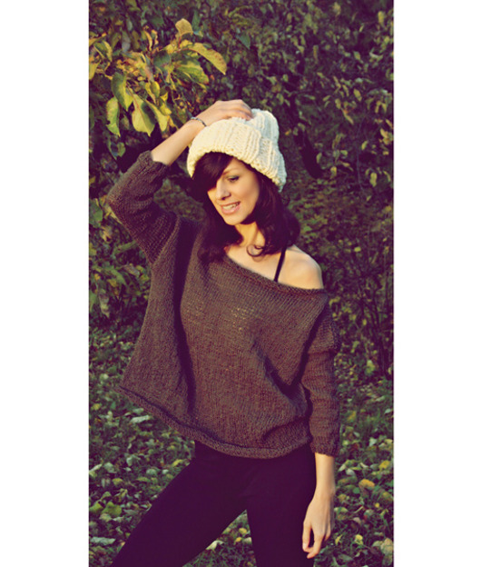 Oliwkowy sweter hand made kaszmir Mademoiselle Patrini