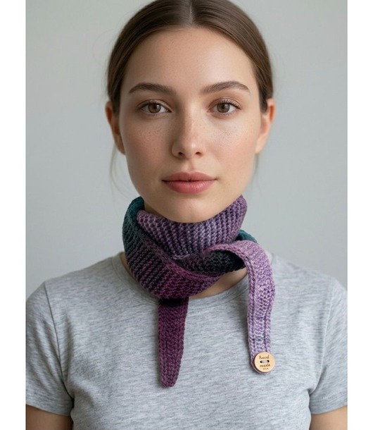 szale damskie Minimalistyczny krótki szalik wiązany ręcznie robiony vegan