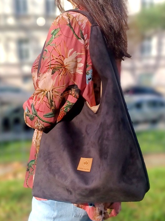 torby na ramię Zamszowa torba Hobo Bonita Czekoladowa