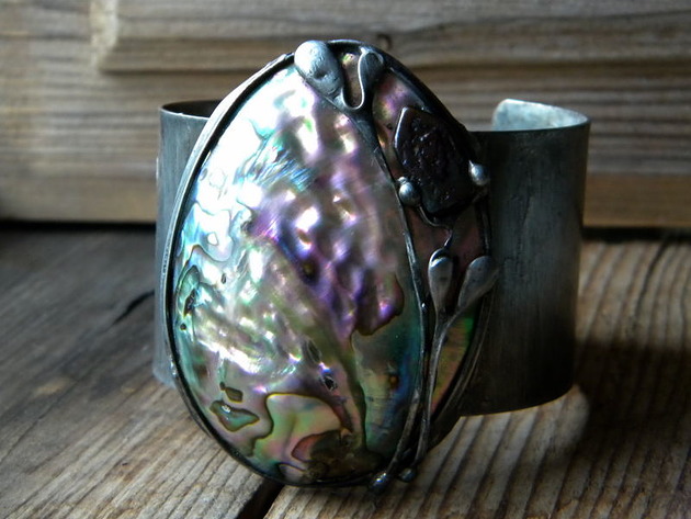 muszla paua  - BRANSOLETA MANKIET - CUFF Beata Trotter