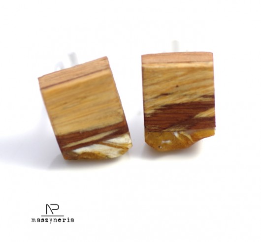 Wood&Amber Spinki Do Mankietów Bambus Maszyneria