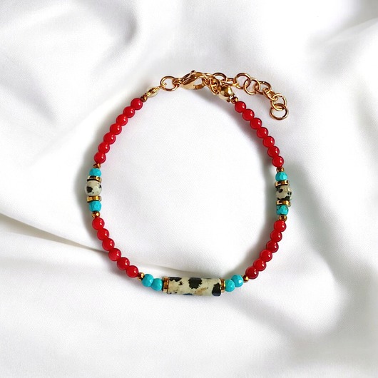 bransoletki z kamieni naturalnych Bransoletka : INDIA : koral, magnezyt, jaspis, hematyt