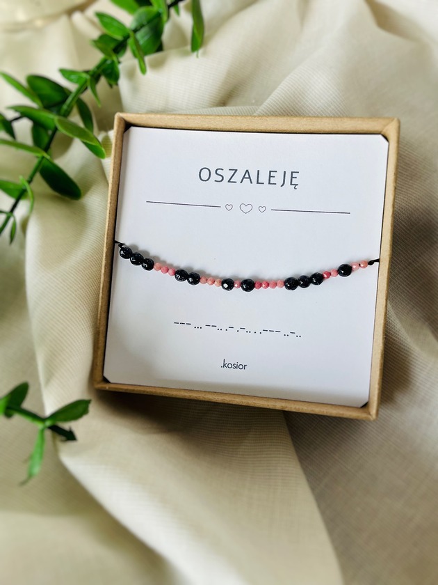 bransoletki na sznurku Bransoletka OSZALEJĘ - Noc Kairu, Rodonit - Morse