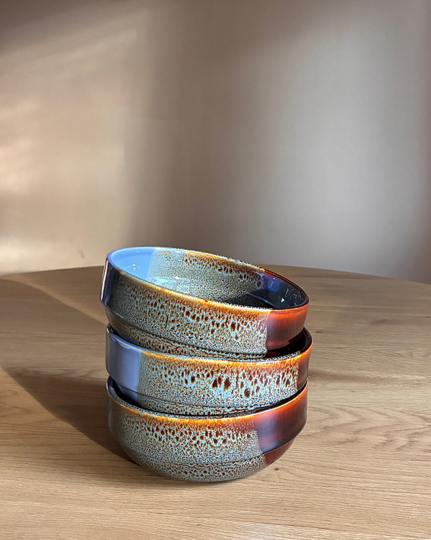 talerze, miski Miska  [wzór: miodowa + niebieski] 17 cm