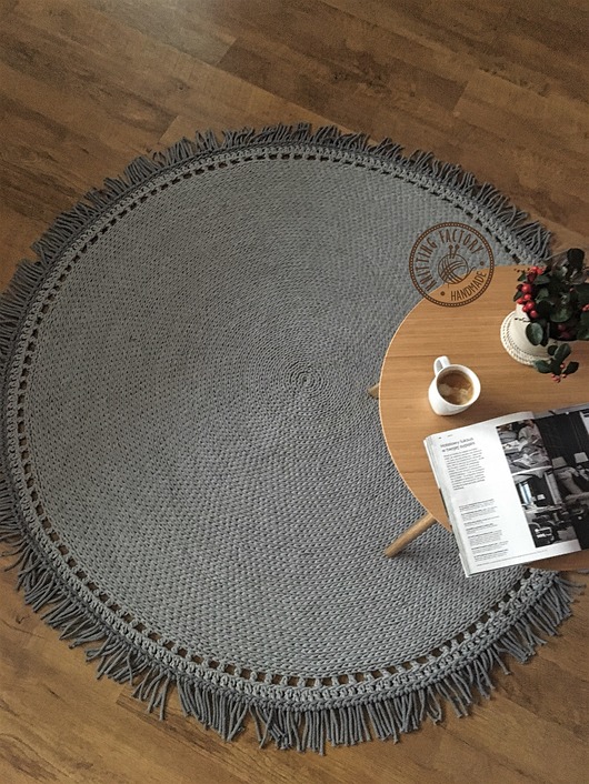 dywany Okrągły dziergany dywan ,dywan sznurkowy 160cm