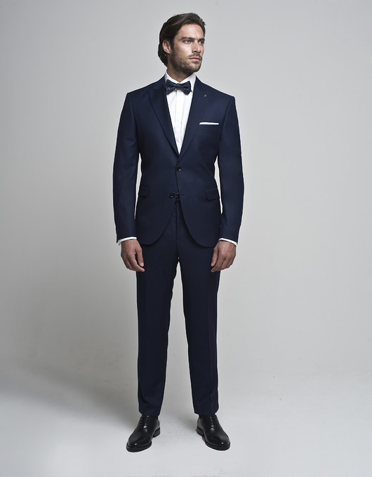 marynarki męskie garnitur vagnole granatowy classic fit