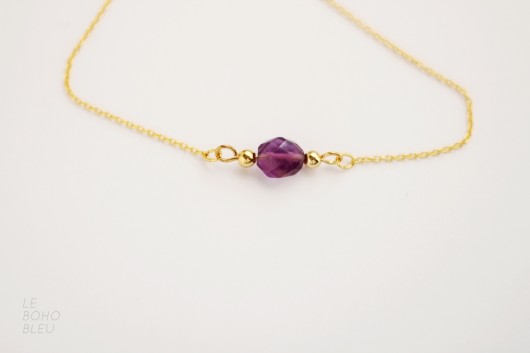 16k Gold Plated Amethyst Bracelet Le Boho Bleu
