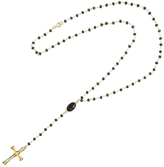 Naszyjnik różaniec z onyksami i krzyżem srebro Coccola JEWELLERY