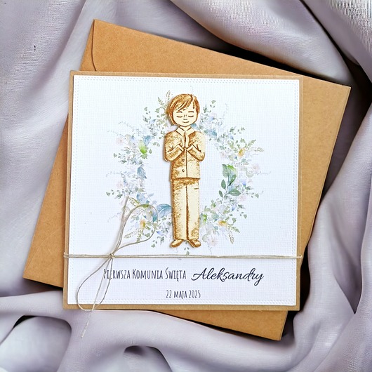 kartki na komunię Kartka, PERSONALIZACJA : I Komunia Święta : chłopiec.
