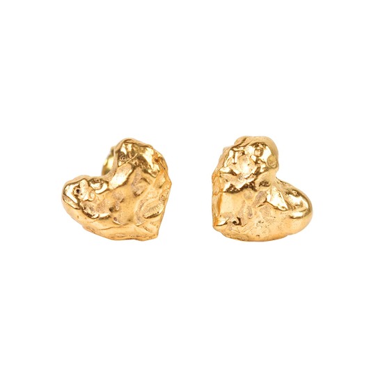 kolczyki pozłacane Złote sztyfty serduszka Organica