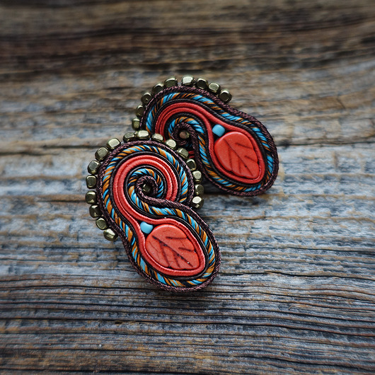 kolczyki soutache Kolczyki soutache Jesienny liść
