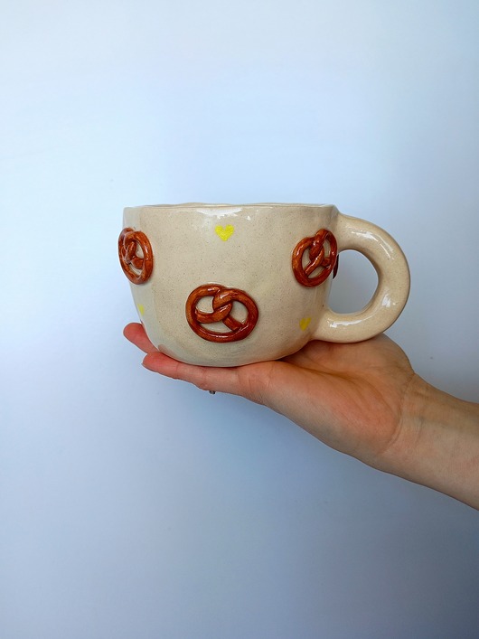 kubki Ceramiczny ręcznie robiony kubek w precelki