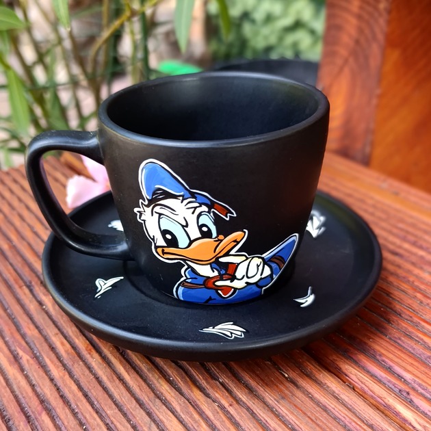 kubki Kaczor Donald czarny zestaw