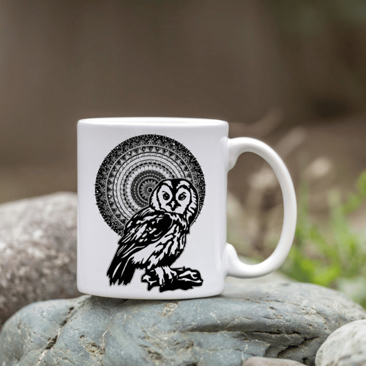 kubki Kubek z mandalą "Mandala nr 29, Puszczyk/Sowa"