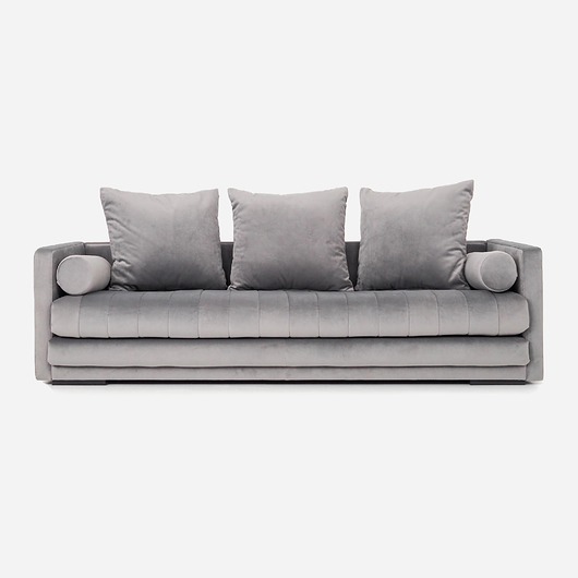 sofy i szezlongi Sofa KOPENHAGA srebrny welur, skandynawski design