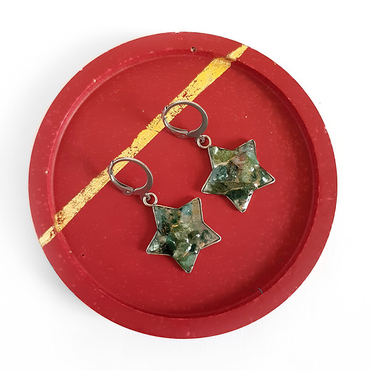 kolczyki z żywicy Agat indyjski kolczyki gwiazdki