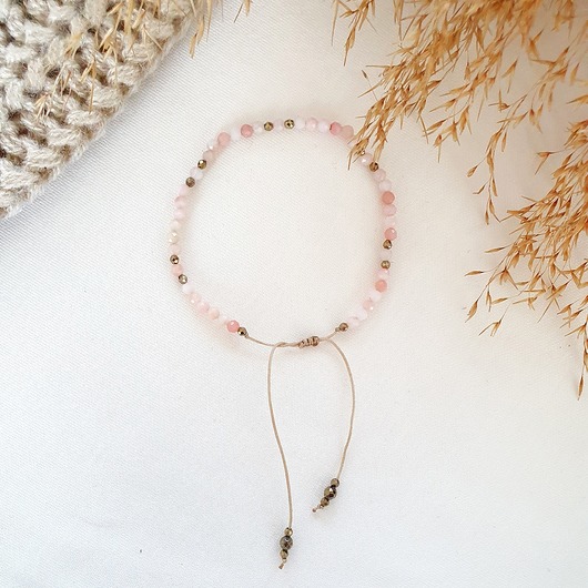 bransoletka z opalem różowym LEI handmade 