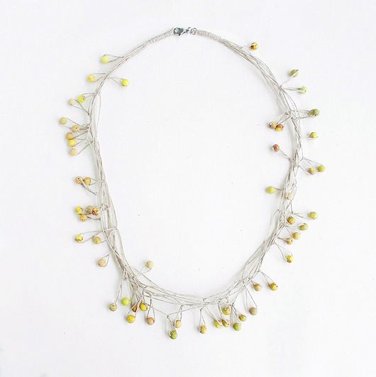 naszyjniki - inne Yellow Balls Naszyjnik lniany