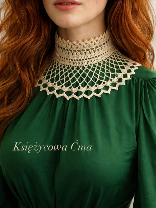 kolie Naszyjnik koronkowy retro kremowy