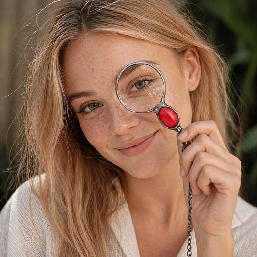 wisiory Wisiorek lupa z czerwonym szkielkiem