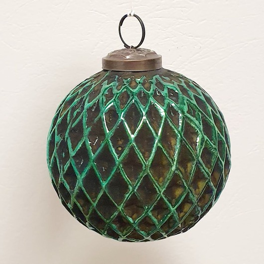 Bombka zielona szklana 10cm romby Home Design