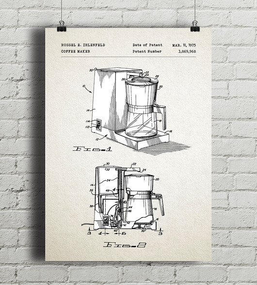 plakaty Ekspres do kawy - patent - plakat vintage