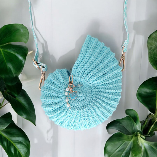 torby na ramię Amonit - torebka muszla błękitna