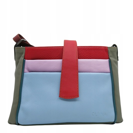 torby na ramię Torebka damska klasyczna skórzana pojemna kieszenie kolorowa pasek OLIVKA