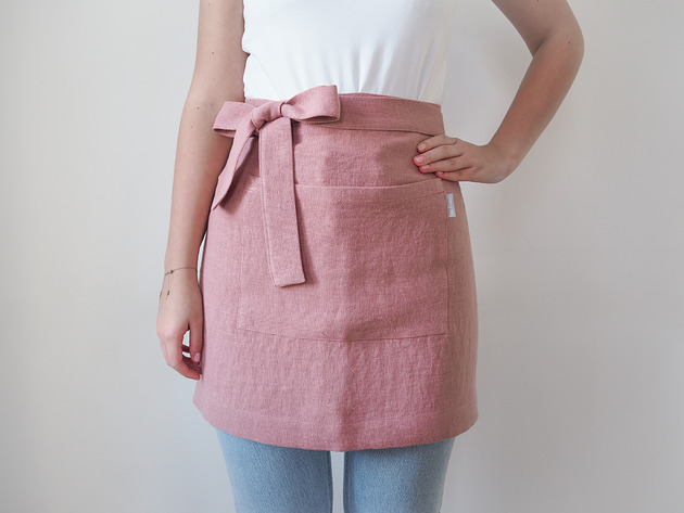 fartuchy kuchenne Lniany fartuszek zapaska DUSTY PINK
