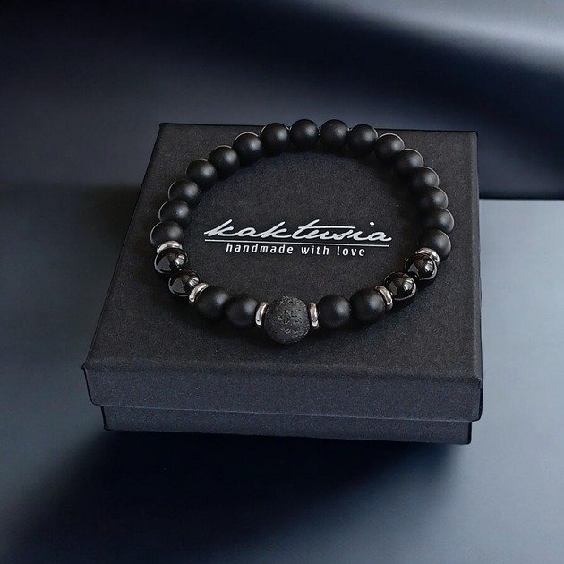 biżuteria męska OCHRONA, SIŁA, ENERGIA :: turmalin, onyks, lawa